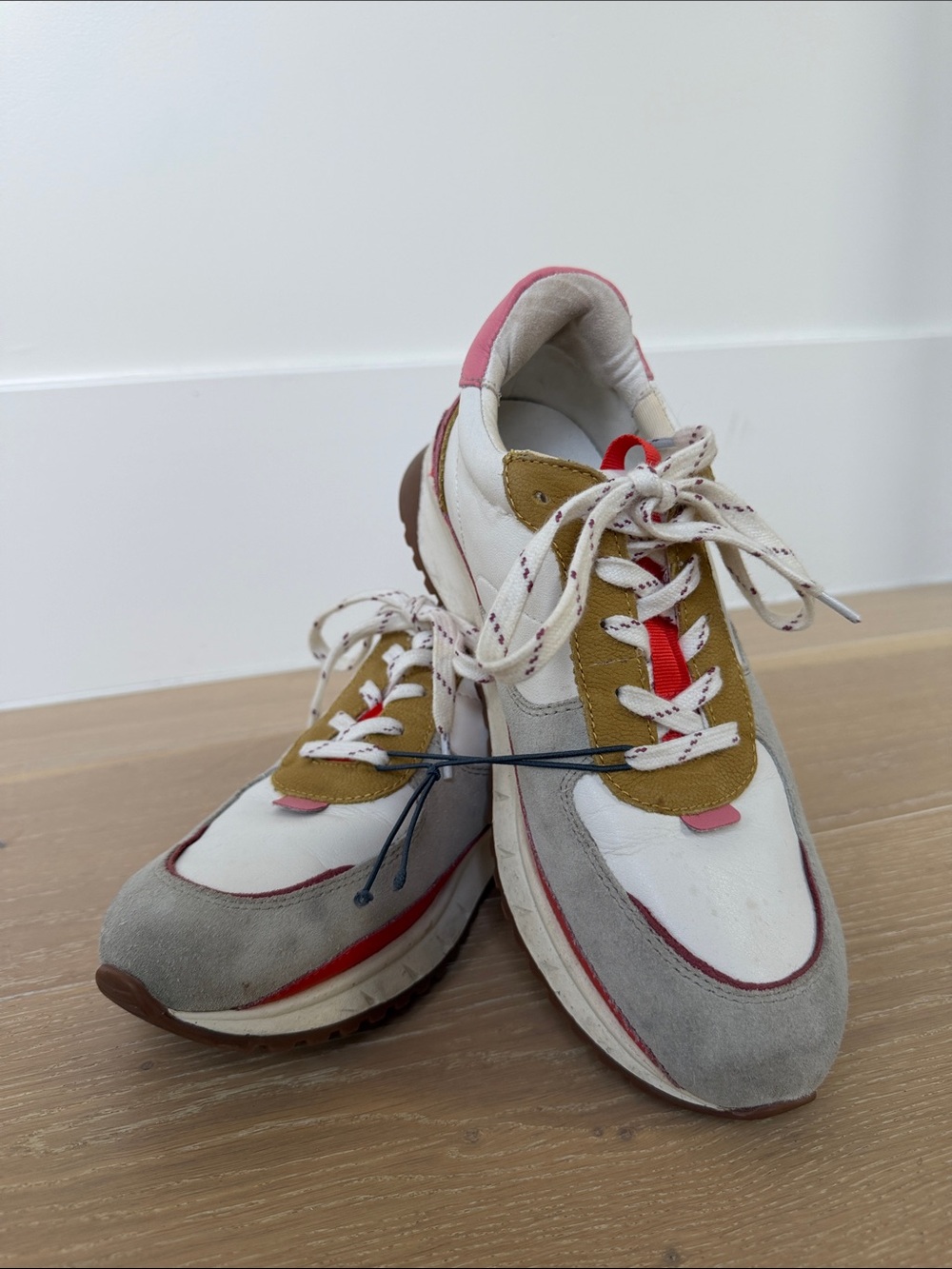 Madewell Cream, Tan & Pink Suede-Trim Sneakers